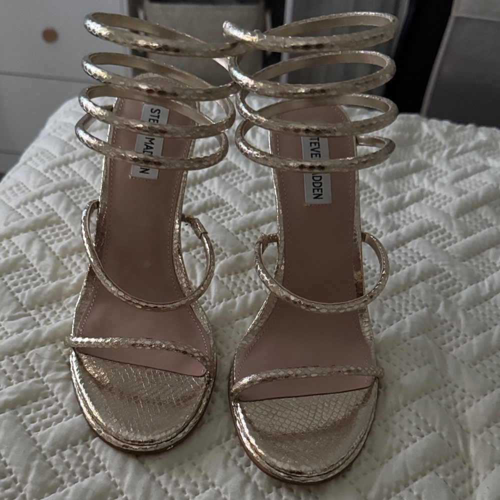Steve Madden Metallic Gold Strappy Heels